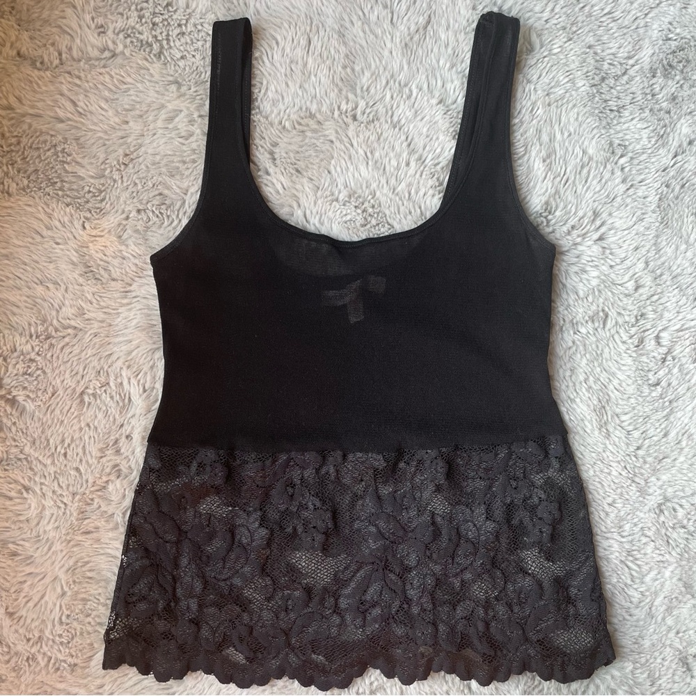 Vintage Victoria’s secret heart label 90s sexy tank top lace mesh medium m black
